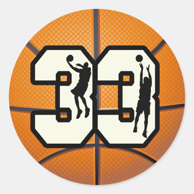 Basketball der Nr.-33 Runder Aufkleber (Vorderseite)