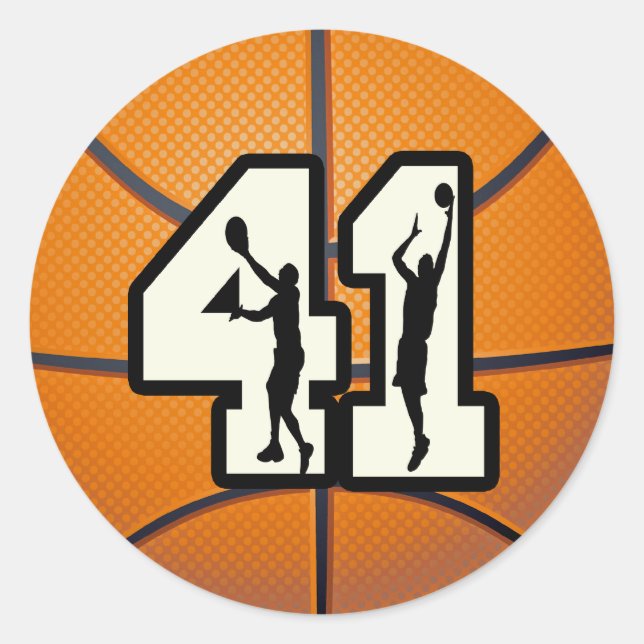 Basketball der Nr.-41 Runder Aufkleber (Vorderseite)