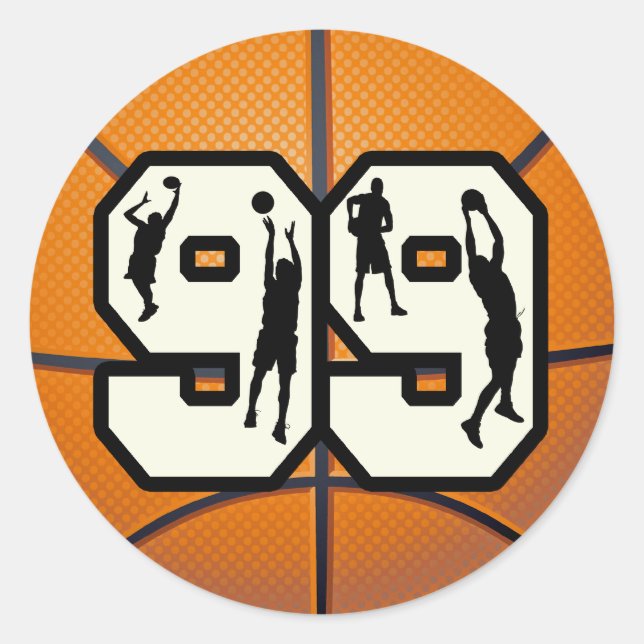Basketball der Nr.-99 Runder Aufkleber (Vorderseite)