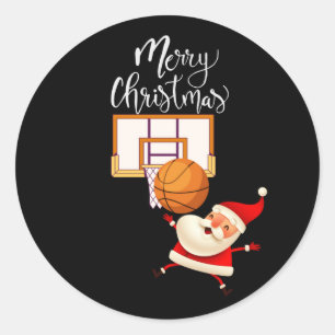 Basketball Der Weihnachtsmann spielt mit Weihnacht Runder Aufkleber