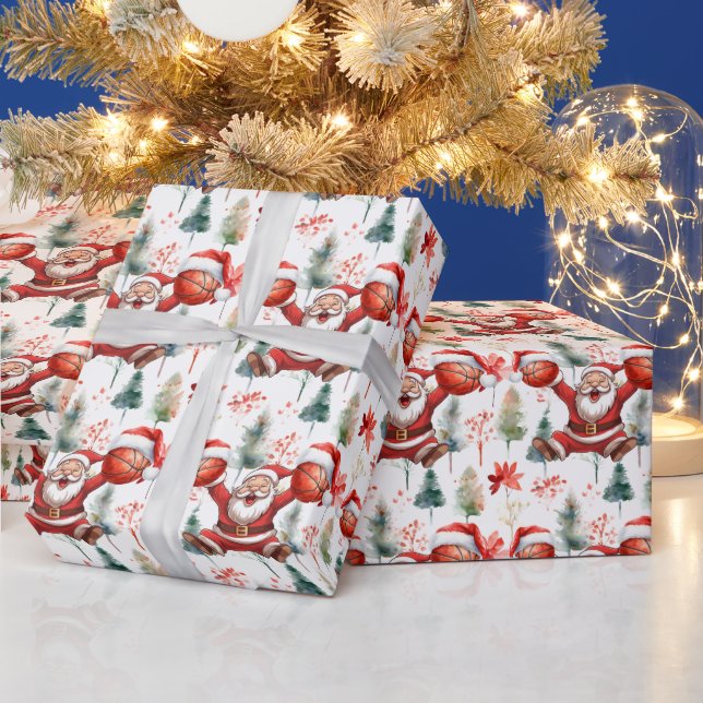 Basketball Der Weihnachtsmann spielt Weihnachten Geschenkpapier (Feiertage)