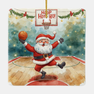 Basketball Der Weihnachtsmann spielt Weihnachten Keramikornament