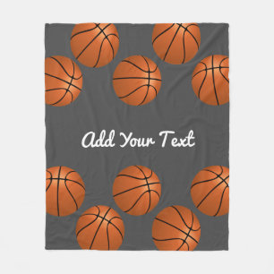 Basketball-Design auf grau fügen Sie Ihren Namen o Fleecedecke
