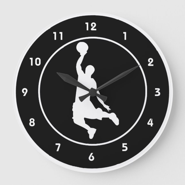 Basketball Design Wall Clock Große Wanduhr (Vorderseite)