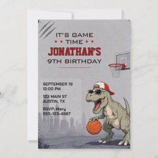 Basketball-Dinosaur-Geburtstagseinladung Einladung