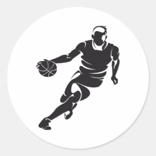 Basketball Dribbling Runder Aufkleber