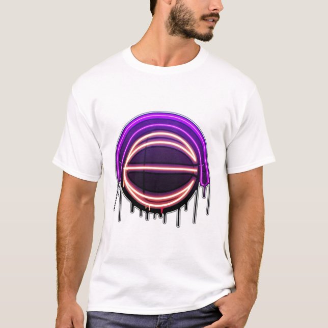Basketball Drip Neon Basketball Graphics  T-Shirt (Vorderseite)