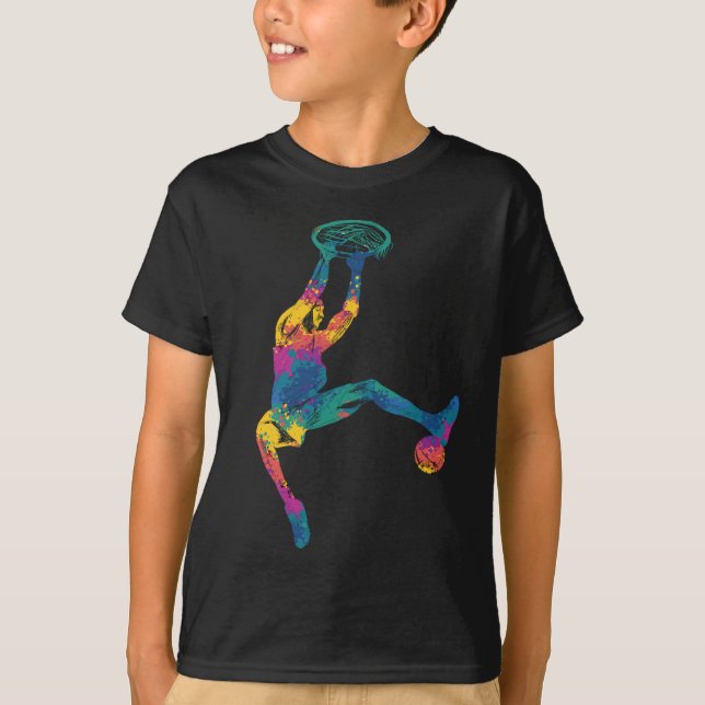 Basketball Dunk Colorful Sportsman Splash T-Shirt (Vorderseite)