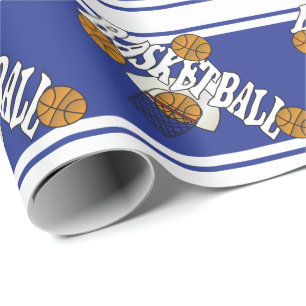 Basketball Dunkelblau und weiße Streifen Geschenkpapier