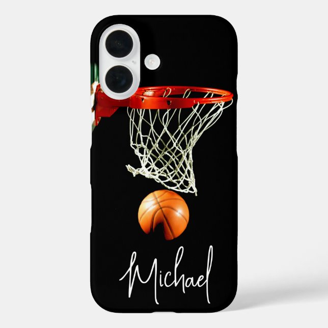 Basketball durch Ihren Namen ersetzen iPhone 16 Hülle (Rückseite)