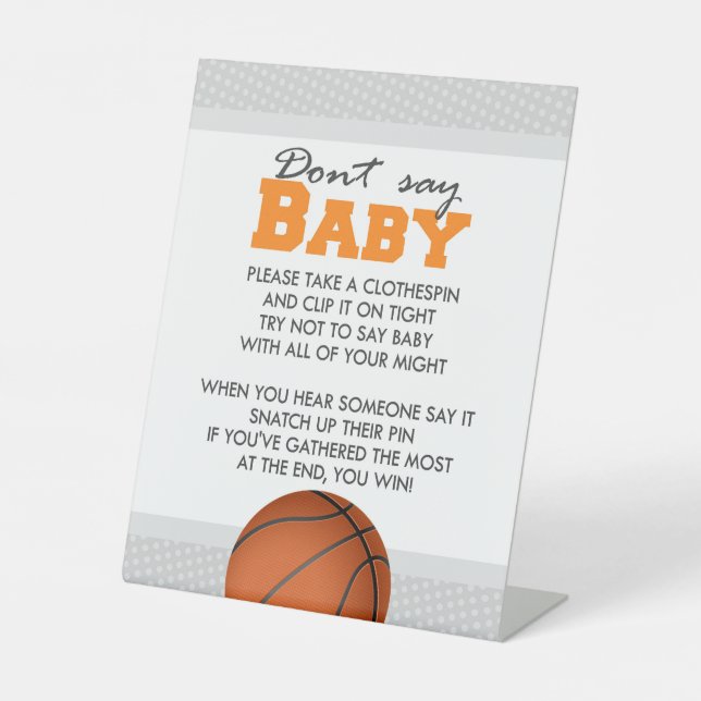 Basketball-Dusche Say Baby Party Game Sign Sockelschild (Vorderseite)
