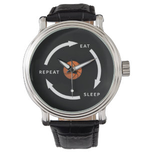 Basketball Eat Sleep Wiederholung Sportfan Sprichw Armbanduhr
