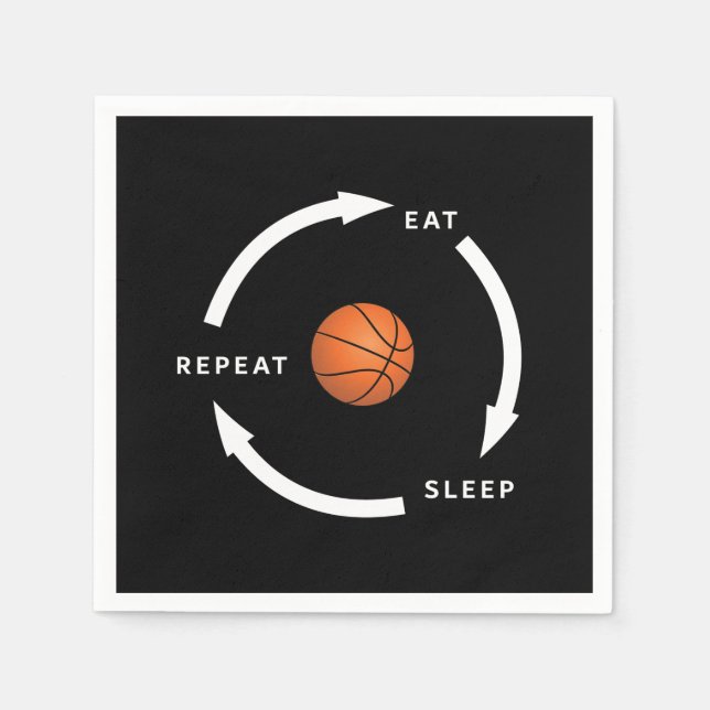 Basketball Eat Sleep Wiederholung Sportfan Sprichw Serviette (Vorderseite)