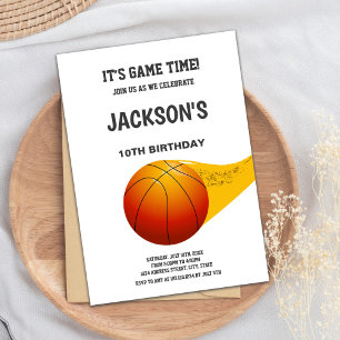 Basketball Einladung Orange Linie