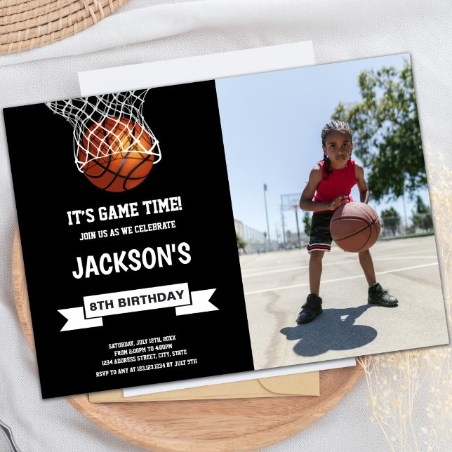 Basketball Einladung zum Foto (Basketball Birthday Invitations with photo)