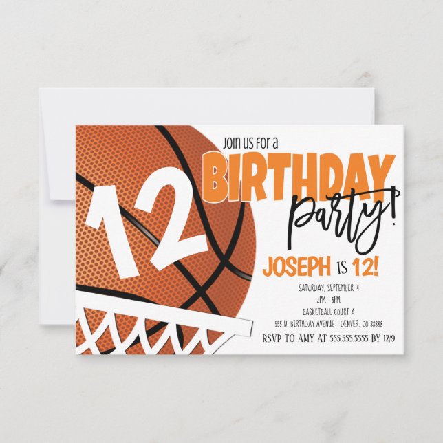 Basketball Einladung zum Geburtstag (Vorderseite)