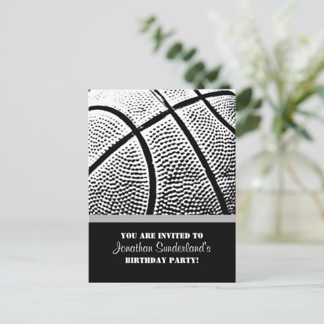Basketball Einladungspostkarte (Stehend Vorderseite)