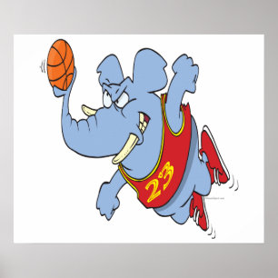 Basketball-Elefant Cartoon Poster