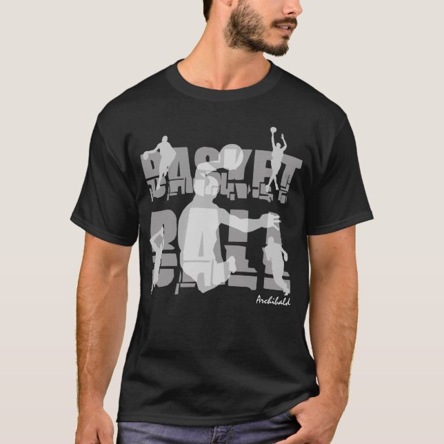 Basketball elegant anpassbar schwarz T-Shirt (Vorderseite)