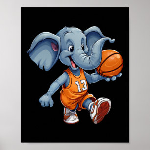 Basketball Elephant Poster