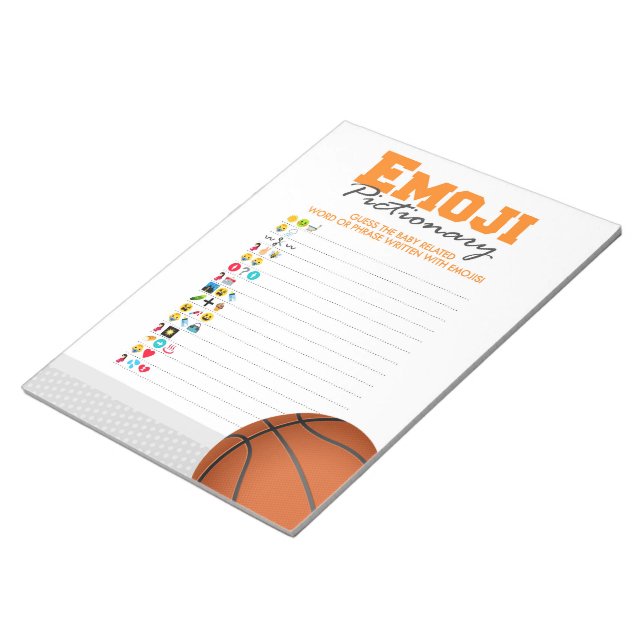 Basketball Emoji Pictionary Baby Duschkabine Notizblock (angewinkelt)
