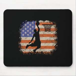 Basketball-Enthusiasten Vintage-USA-Flagge Basketb Mousepad