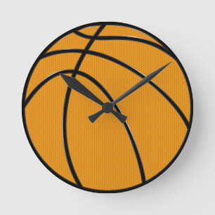 Basketball-Entwurf in klassischem Orange und Runde Wanduhr