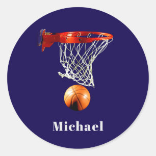 Basketball Ersetzen Sie mit Ihrem Namen Runder Aufkleber