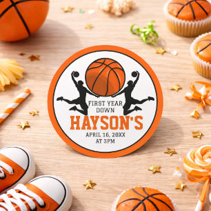 Basketball Erstes Jahr ab 1. Geburtstag Runder Aufkleber