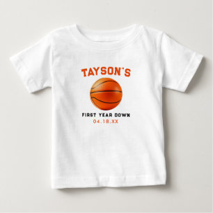 Basketball Erstes Jahr Down 1. Geburtstag Baby T-shirt