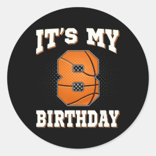Basketball Es ist mein 8. Geburtstag 8 Jahre alter Runder Aufkleber