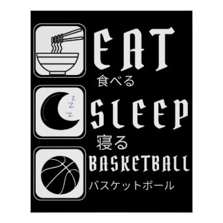 Basketball essen Schlaf Basketballer Sport Poster