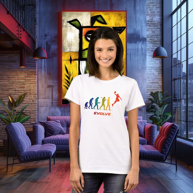 Basketball Evolution Silhouette Slam Dunk Design T-Shirt (Von Creator hochgeladen)