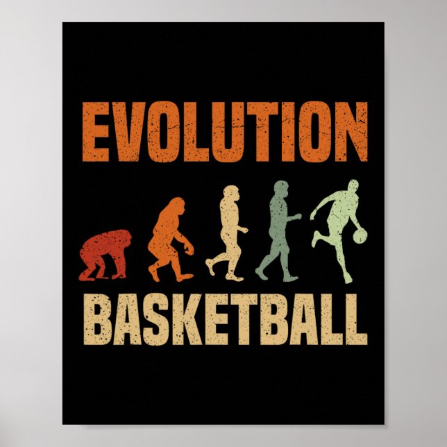 Basketball Evolution vom Affen zum Männchen Ganze  Poster (Vorne)