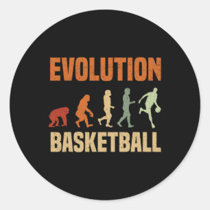Basketball Evolution vom Affen zum Männchen Ganze Runder Aufkleber