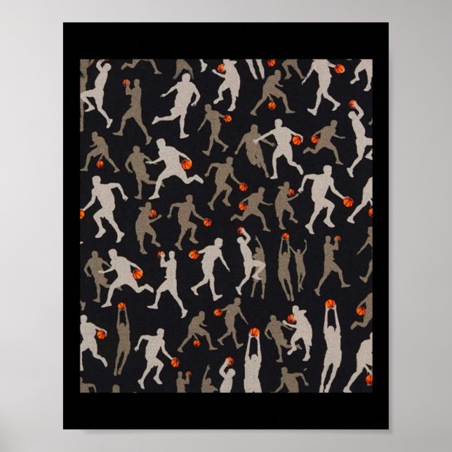 Basketball-Fabric Schwarze Muster Poster (Vorne)
