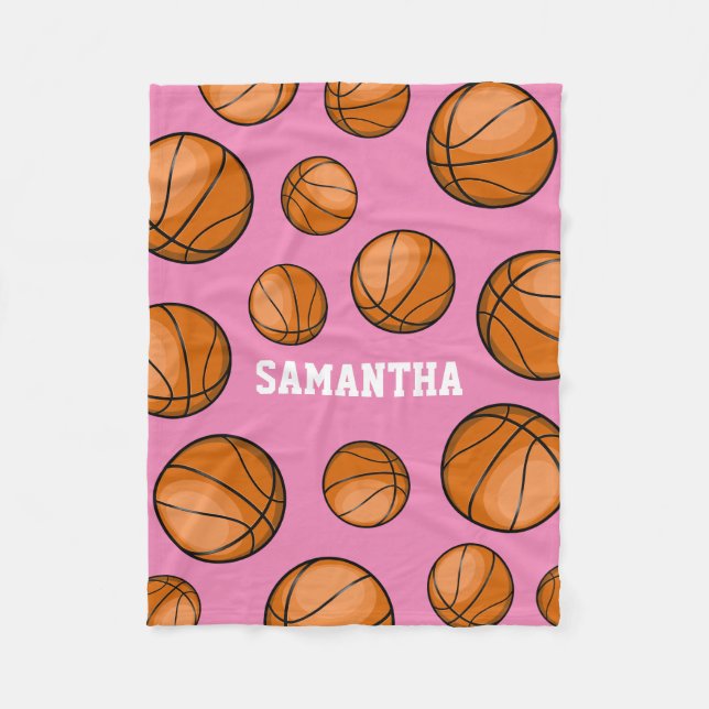Basketball-Fan-Name-Rosa Fleecedecke (Vorderseite)
