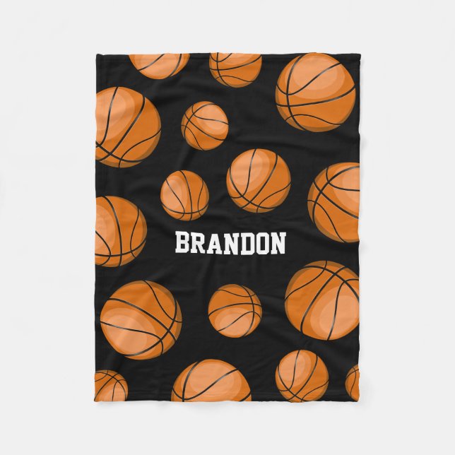 Basketball-Fan-Name-Schwarzes Fleecedecke (Vorderseite)
