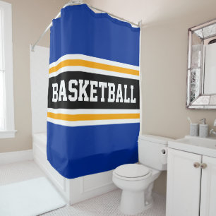 BASKETBALL Fett blaue, gelbe Streifen Duschvorhang