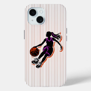 Basketball fille dribbling IPhone 15 Coque