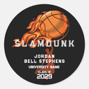 Basketball Fireball Sport Team Graduate Cap Topper Runder Aufkleber