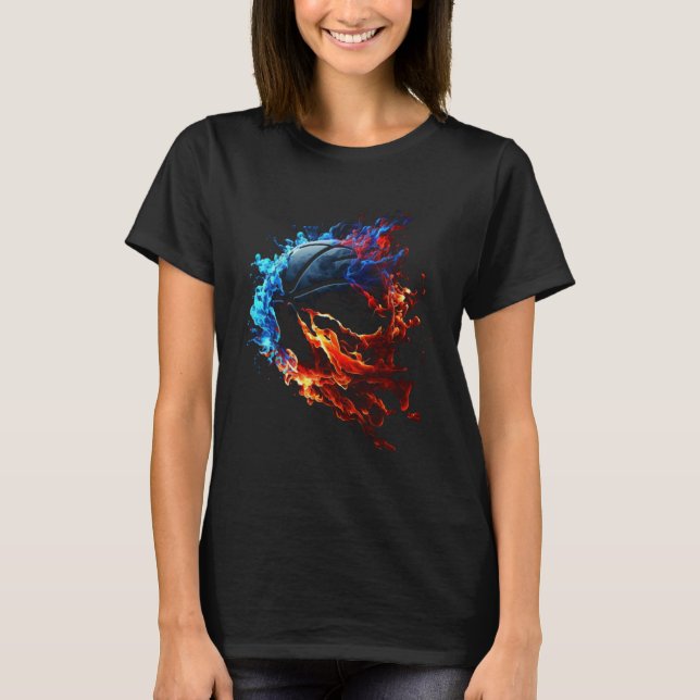 Basketball Flames Basketball Player Retro Basketba T-Shirt (Vorderseite)