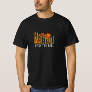 Basketball– Flammende Ball-Typografie T-Shirt