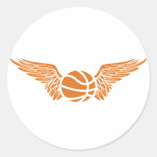 Basketball. Flügel. Runder Aufkleber