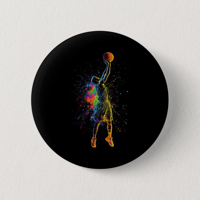 Basketball For Men Kids Youth Player Slam Dunk Tee Button (Vorderseite)
