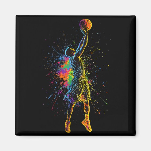 Basketball For Men Kids Youth Player Slam Dunk Tee Magnet (Vorne)
