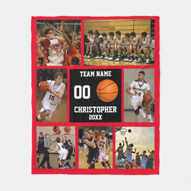 Basketball Foto Collage Fleece Decke (Vorderseite)