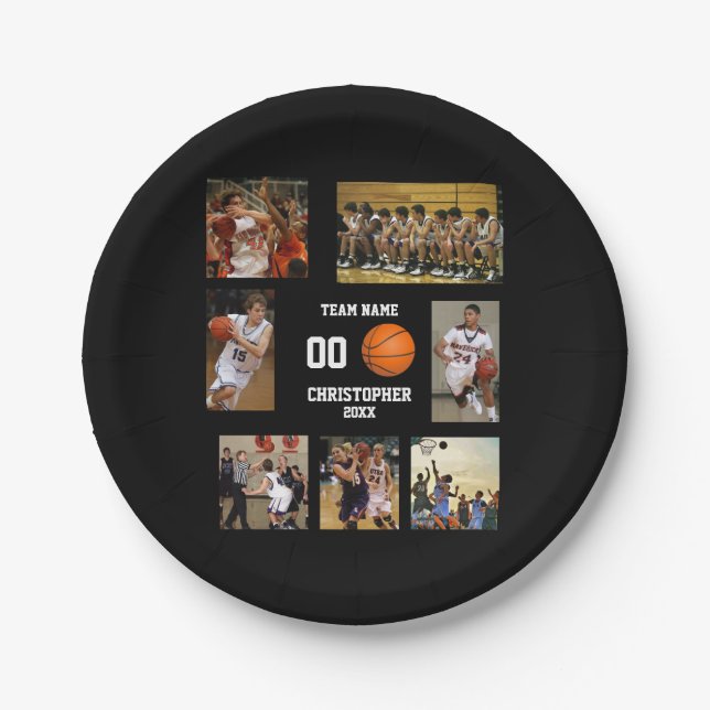 Basketball-Foto-Collage Pappteller (Vorderseite)