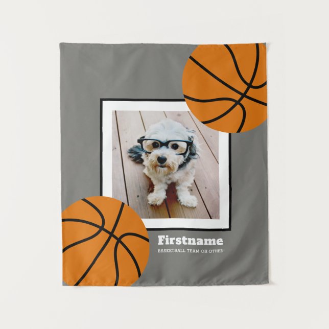 Basketball Foto Name hinzufügen - Farbe bearbeiten Wandteppich (Vorderseite)