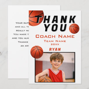 Basketball-Foto-Spieler-Team-Trainer Dankeskarte